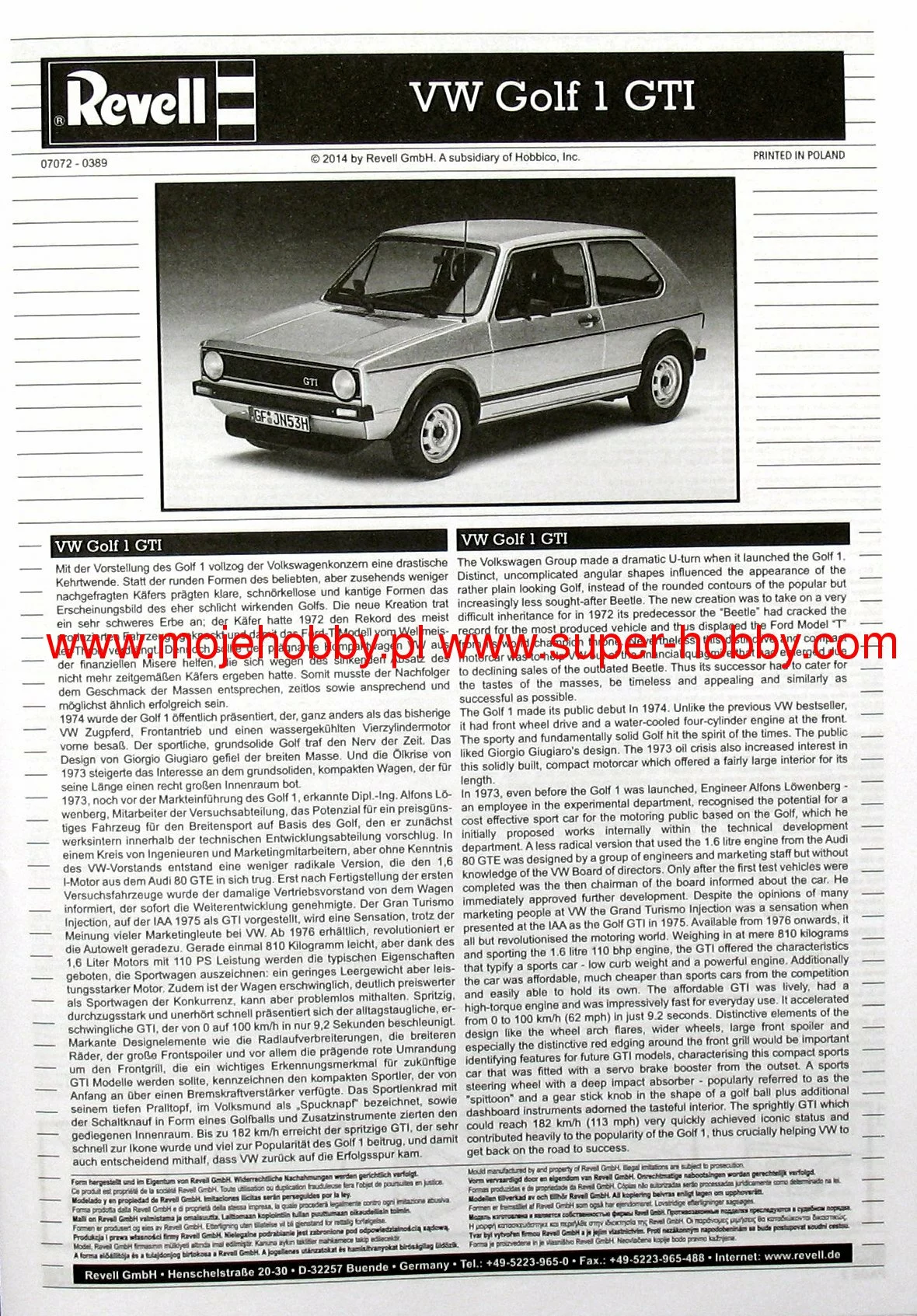 Revell 67072 Model Set VW Golf 1 GTI 7 Revell 67072 Model Set VW Golf 1 GTI - Image 7