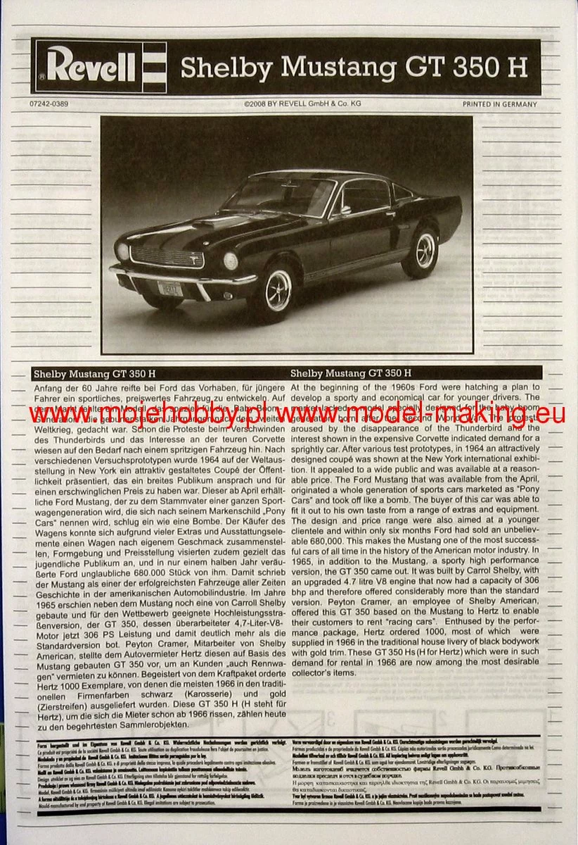 Revell 07242 Shelby Mustang GT 350 H 8 Revell 07242 Shelby Mustang GT 350 H - Image 8
